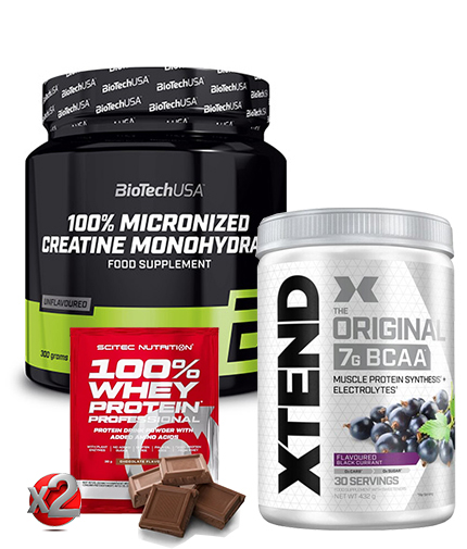 PROMO STACK Biotech USA CREATINA + XTEND + SCITEC WHEY